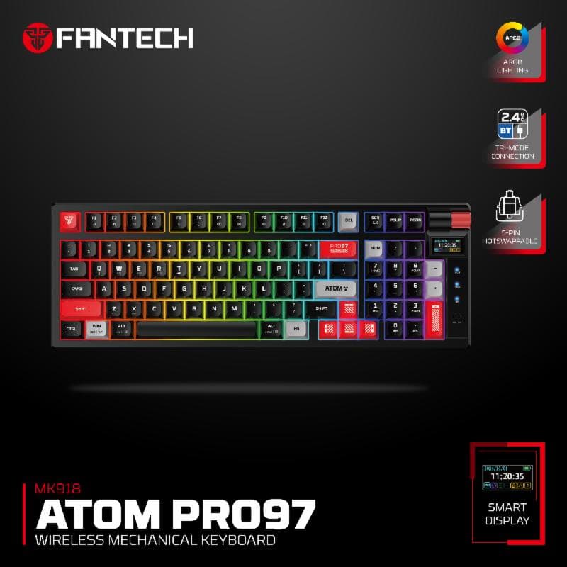 FANTECH MK918 ATOM PRO97 (BLACK) RED SWITCH WIRELESS MECHANICAL GAMING KEYBOARD