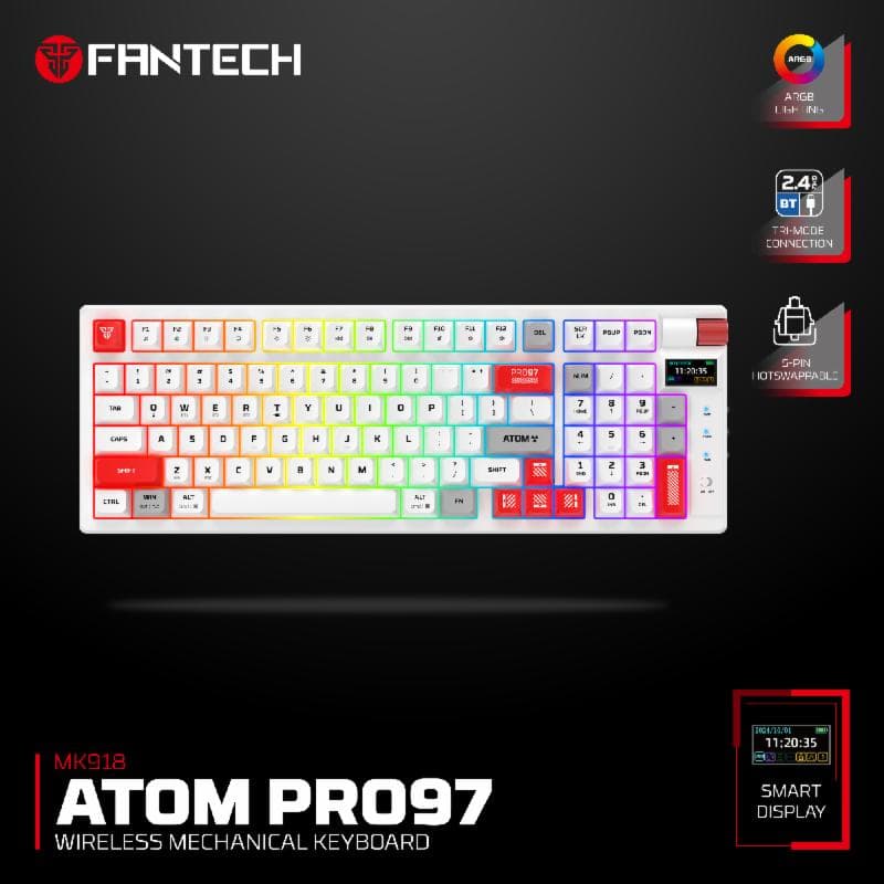 FANTECH MK918 ATOM PRO97 (WHITE) BLUE SWITCH WIRELESS MECHANICAL GAMING KEYBOARD