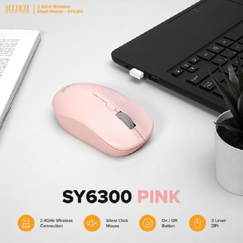 M-TECH SY-6300 (PINK) WIRELESS 2.4G SILENT MOUSE