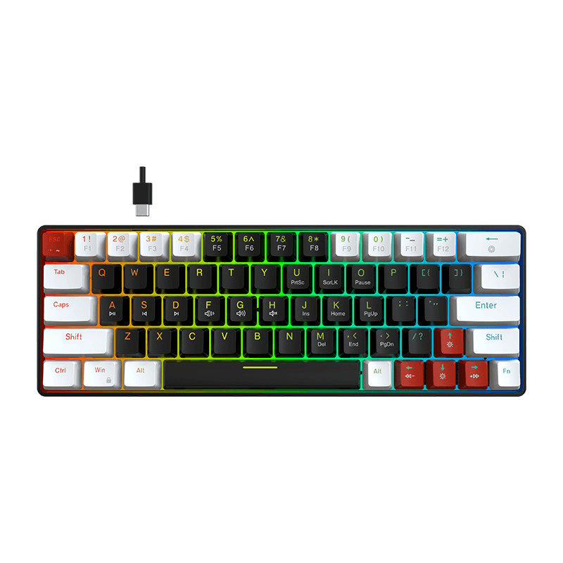 NYK NEMESIS HELENS 63 MKN-07 (BLACK WHITE) RED SWITCH Wired Mechanical Gaming Keyboard