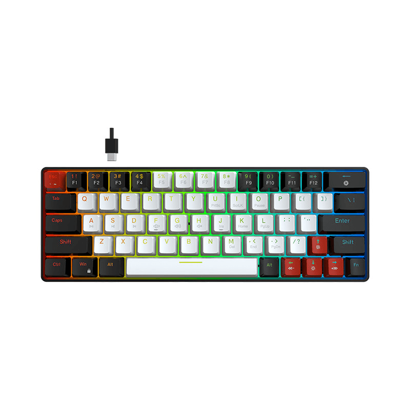 NYK NEMESIS HELENS 63 MKN-07 (WHITE BLACK) RED SWITCH Wired Mechanical Gaming Keyboard