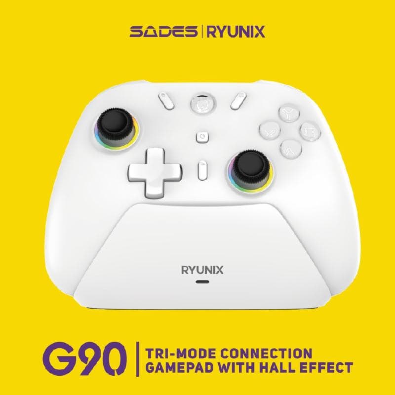 RYUNIX G90 (WHITE) Gamepad Hall Effect Tri Mode Gaming Controller