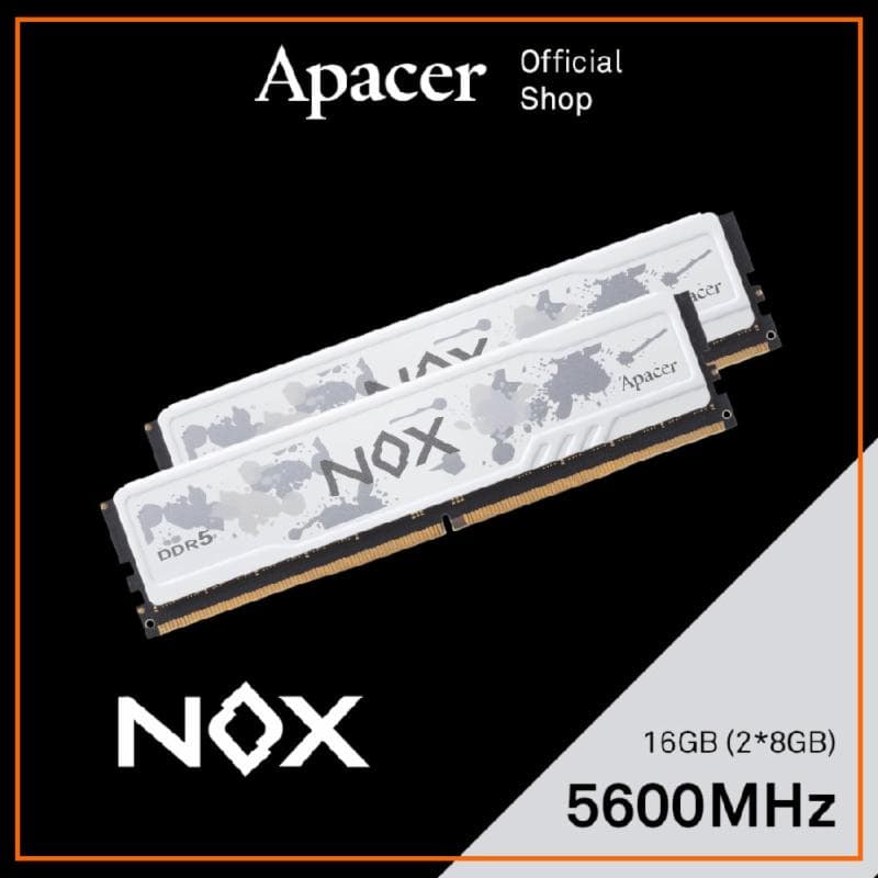 APACER NOX WHITE 16GB (2x8GB) DDR5 5600Mhz Memory DIMM AH5U16G56C52RMWAA2