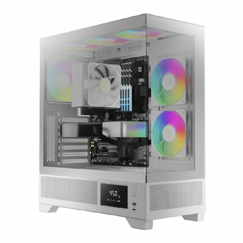 GAMDIAS ATLAS M1 ARGB (WHITE)+ 3 FAN ARGB With Digital Display ATX PC CASE