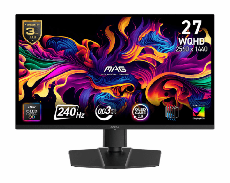 MSI MAG 273QP QD-OLED X24 27" QD-OLED 1440p WQHD 2K 240Hz 0.03ms HDMI 2.1x2 DP1.4ax1 Ergonomic Stand