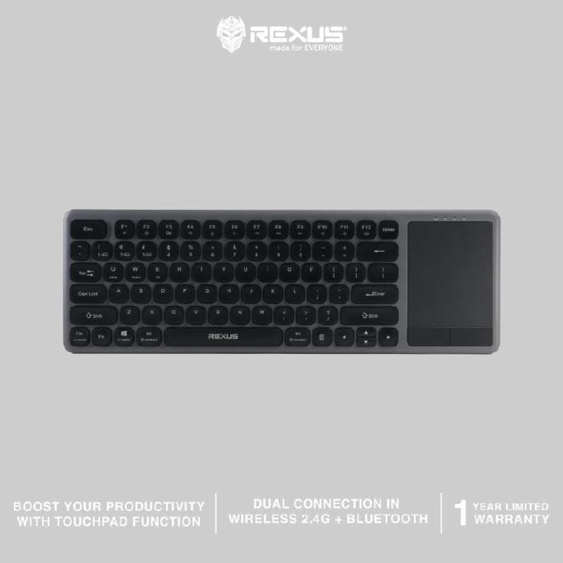 REXUS KL200 KEYBOARD WIRELESS Dual Connection 2.4G BLUETOOTH with Touchpad