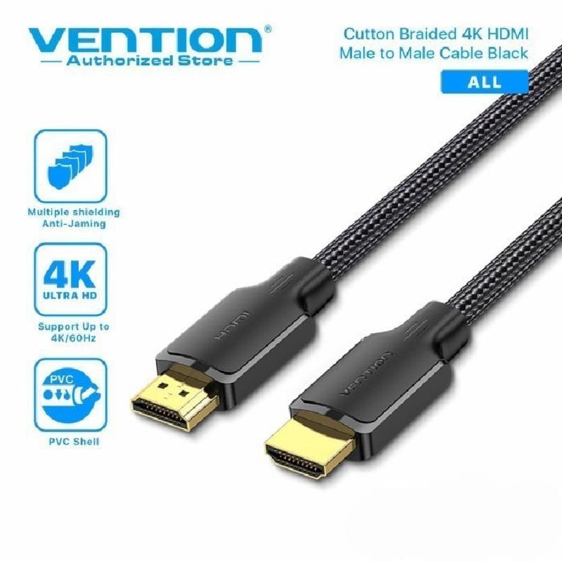 VENTION ALLBN 15M KABEL HDMI 4K@60Hz Cotton Braided Cable Black