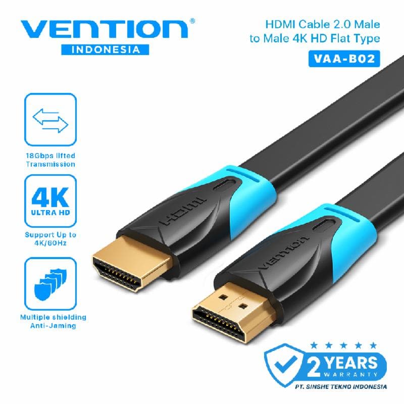 VENTION VAA-B02-L300 3M KABEL HDMI Flat Copper Clad Steel 4K@60Hz Black