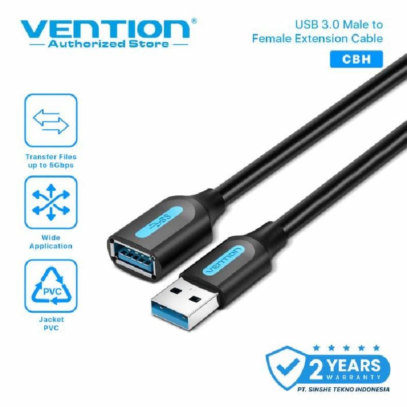VENTION CBHBH 2M Extension KABEL USB3.0 A Male-A Female Black