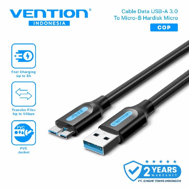 VENTION COPBC 0.25M USB 3.0 A Male-Micro B Male Cable Black PVC Type