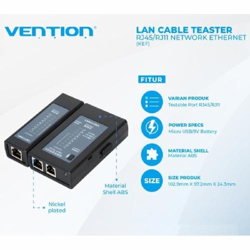 VENTION KEFB0 LAN TESTER Manual Network Cable Tester Black