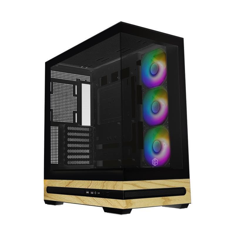 CUBE GAMING PREMIUM NEISSE (BLACK) - ATX Gaming Case - Panoramic View - All White Inside - BTF Support - Front & Left Side Tempered Glass with Tools Free - USB Type C Ready - PSU Cover - Dust Filter - FREE 3PCS 12CM ARGB FAN