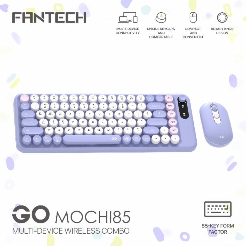 FANTECH GO MOCHI85 WK898 (PURPLE) KEYBOARD MOUSE WIRELESS