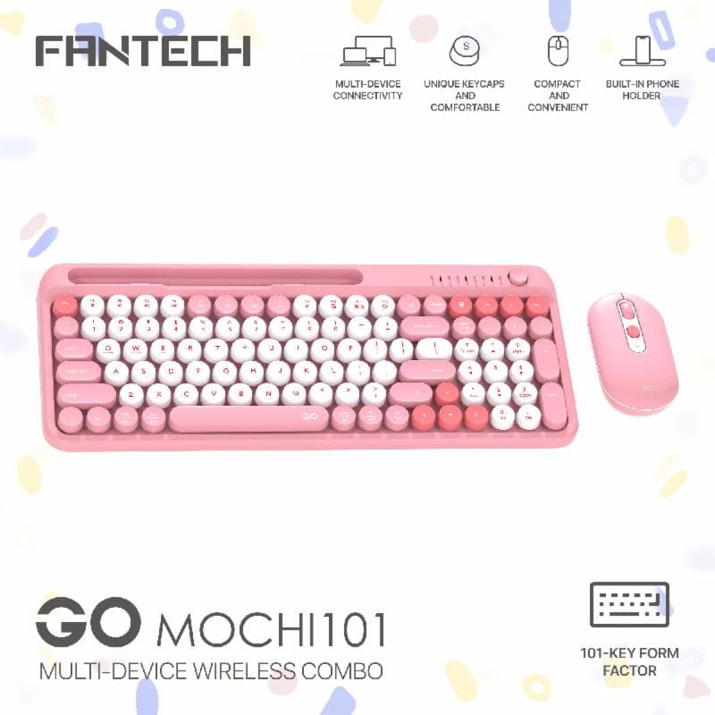 FANTECH GO MOCHI101 WK899 (PINK) KEYBOARD MOUSE WIRELESS