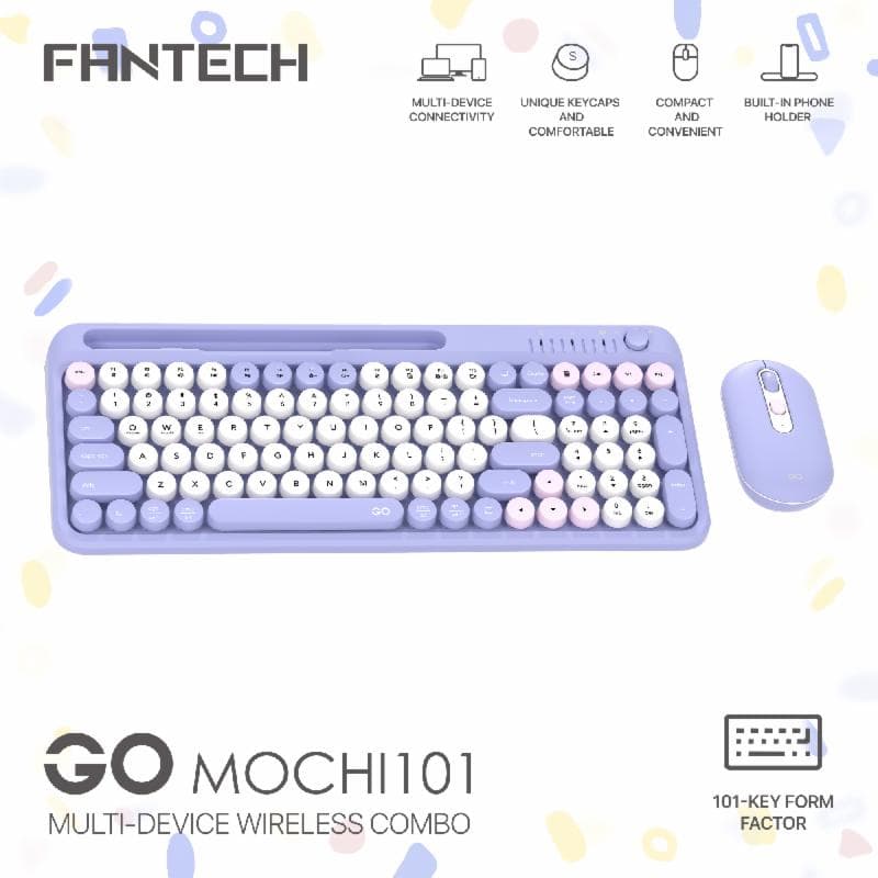 FANTECH GO MOCHI101 WK899 (PURPLE) KEYBOARD MOUSE WIRELESS