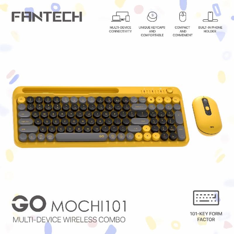 FANTECH GO MOCHI101 WK899 (YELLOW) KEYBOARD MOUSE WIRELESS