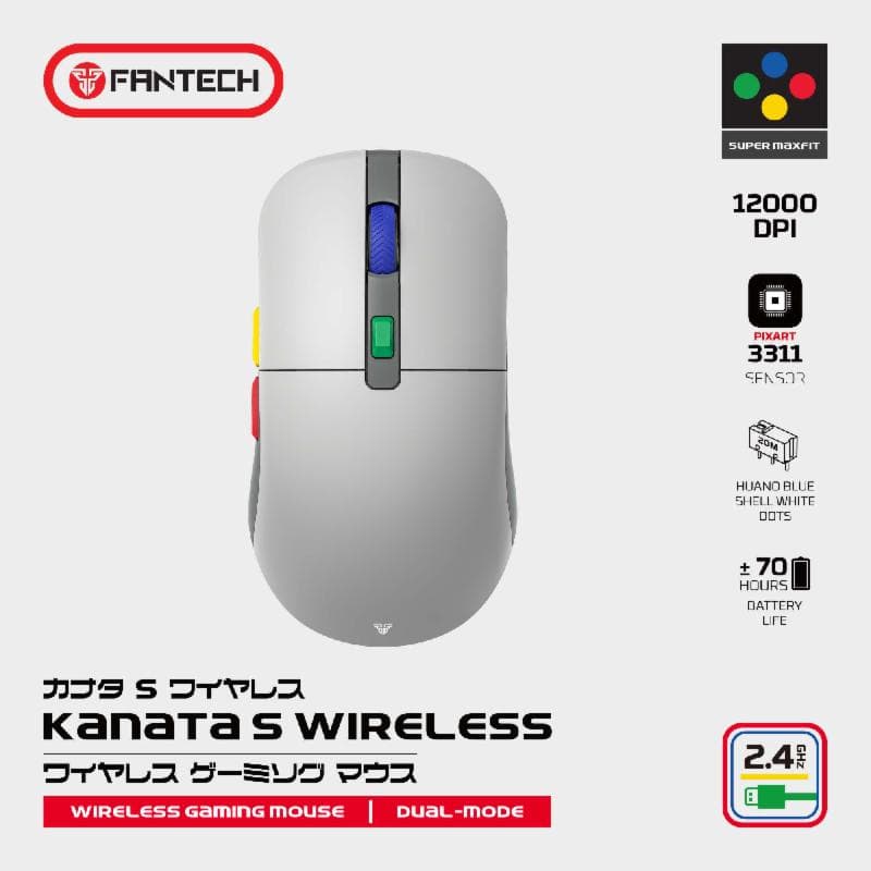FANTECH KANATA WG9S (GREY) GAMING MOUSE WIRELESS