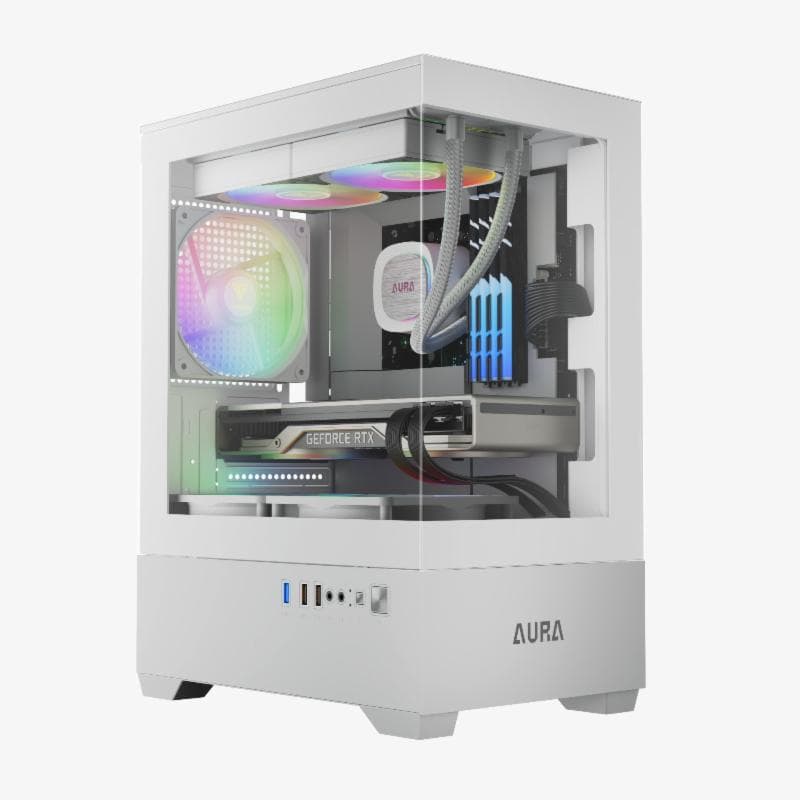 GAMDIAS AURA GC9M WH ARGB (WHITE) COMPACT PANORAMIC ARGB m-ATX CASE 3 Built-in 120mm ARGB Fans