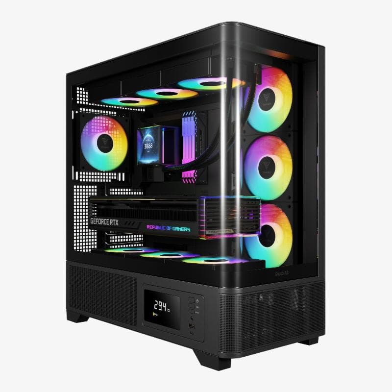 GAMDIAS ATLAS P2 CG (BLACK) SEAMLESS CURVE, LIMITLESS POTENTIAL 4 Built-in 120mm ARGB PWM Fans