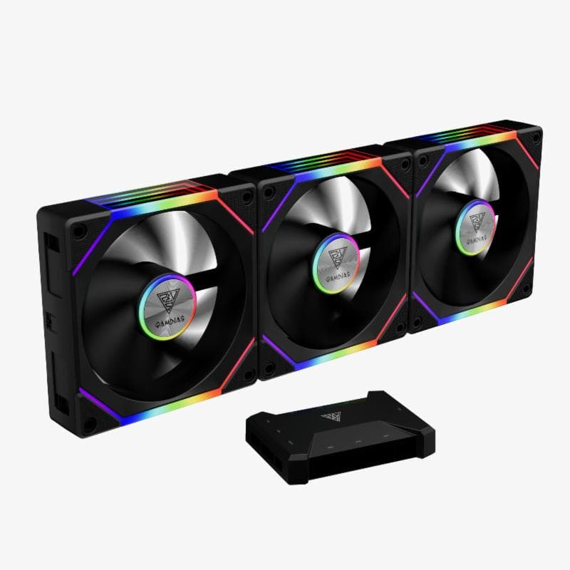 GAMDIAS AEOLUS P2-1203U (BLACK) ARGB PWM Fans Daisy Chain Cableless Connection