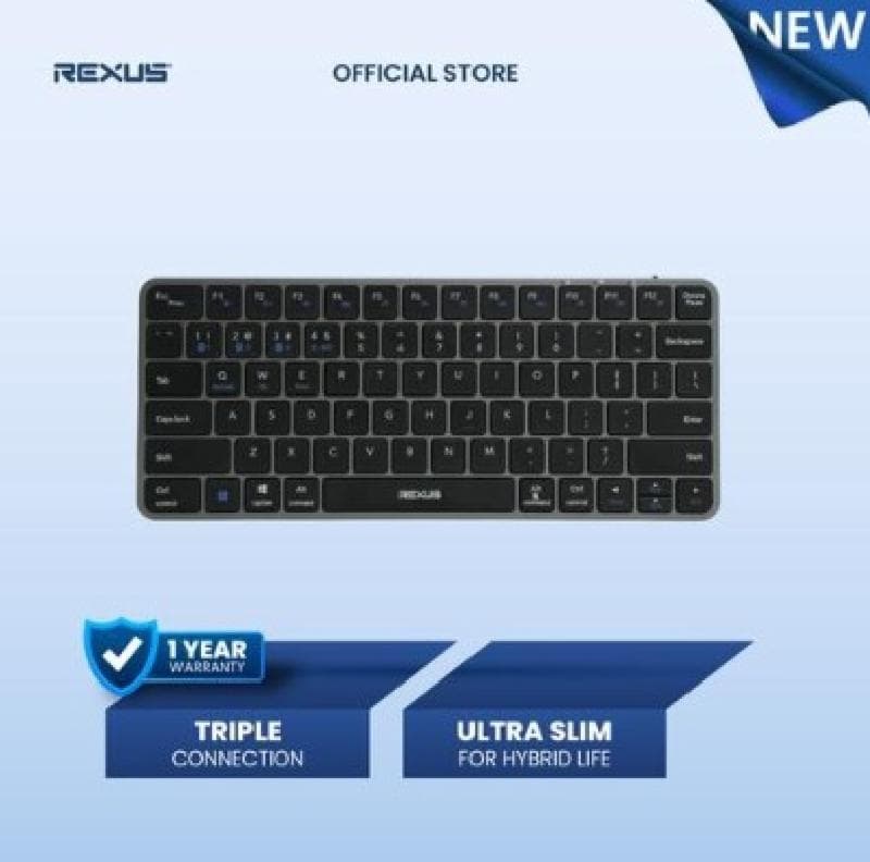 REXUS KL150 (BLACK) KEYBOARD DUAL CONNECTION WIRELESS 2.4G BLUETOOTH