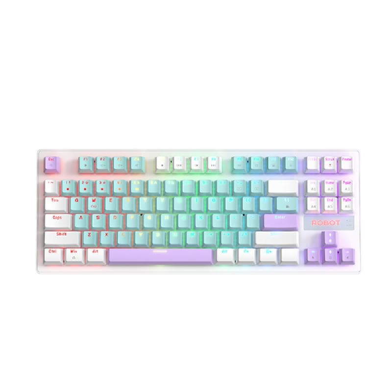 ROBOT WORKMATE III (BLUE) Red Switch Mechanical Wired Keyboard Rainbow Lighting Backlit Compact 87 Keys PBT Keycaps