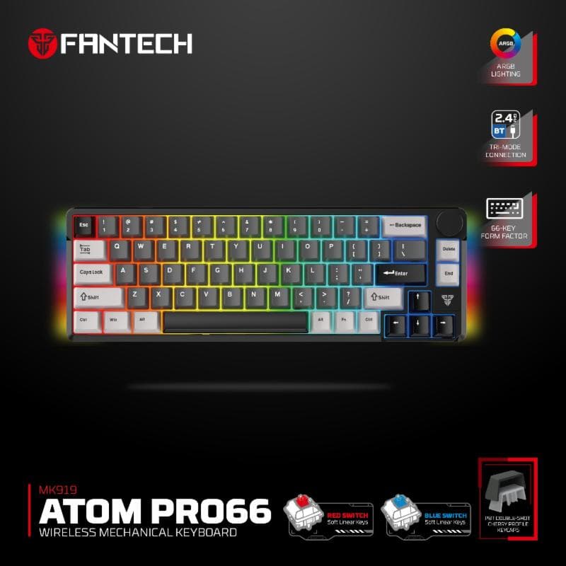 FANTECH ATOM PRO 66 MK919 (BLACK) BLUE SWITCH MECHANICAL KEYBOARD