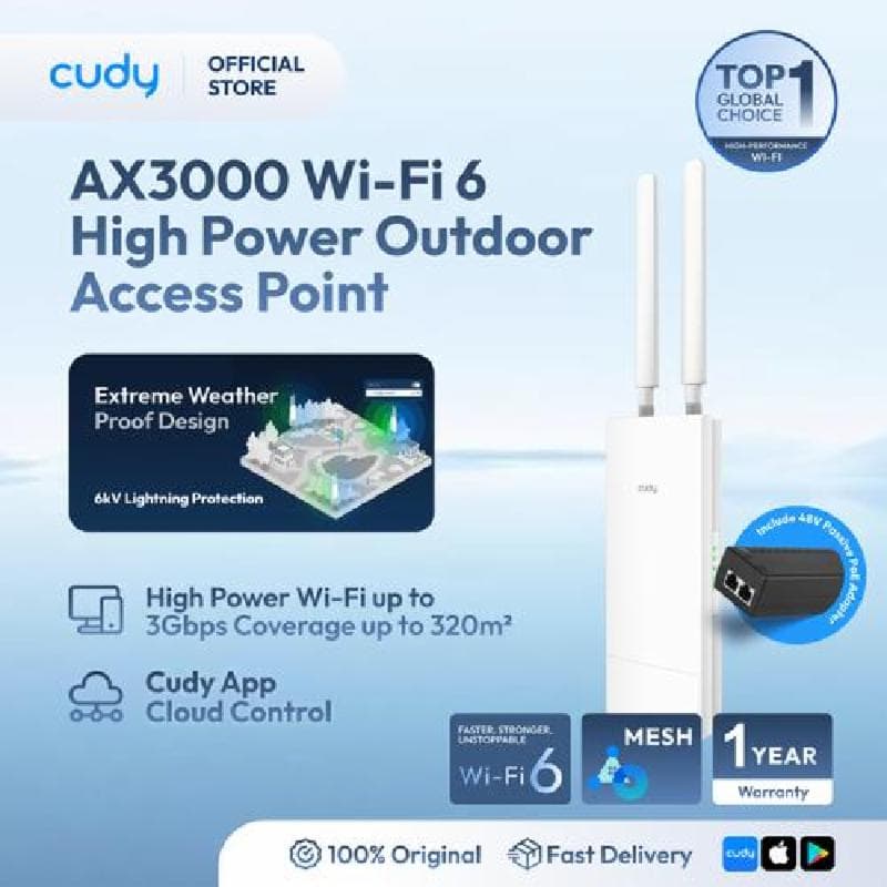 CUDY AP3000 Outdoor AX3000 High Power WiFi 6 Gigabit Outdoor Access Point