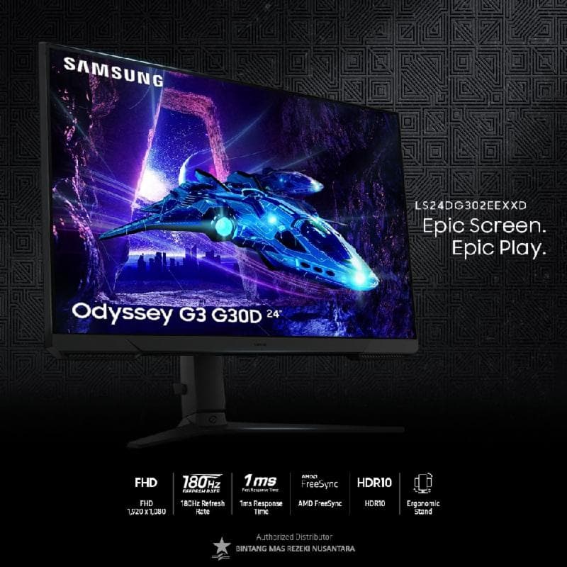 SAMSUNG LS24DG302EEXXD Odyssey G3 24" G30D VA 180Hz FHD Gaming Monitor