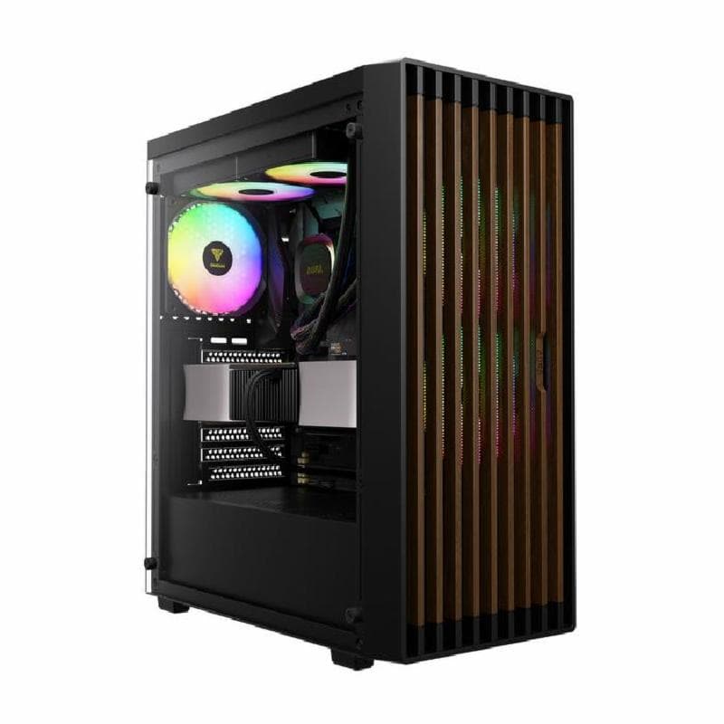GAMDIAS AURA GC4 ELITE ARGB REAL WALNUT MESH CASE ATX + 3 FAN ARGB