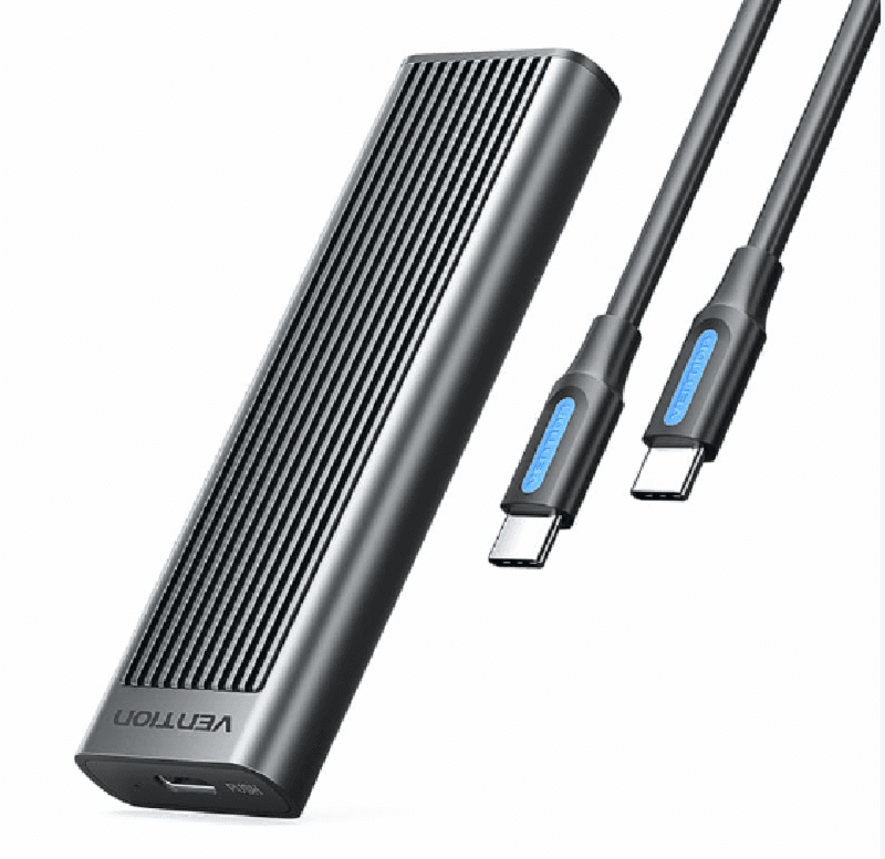VENTION KPLH0 M.2 NVMe & SATA SSD Enclosure (USB 3.2 Gen 2-C) with Heat Sink Gray Aluminum Alloy Type