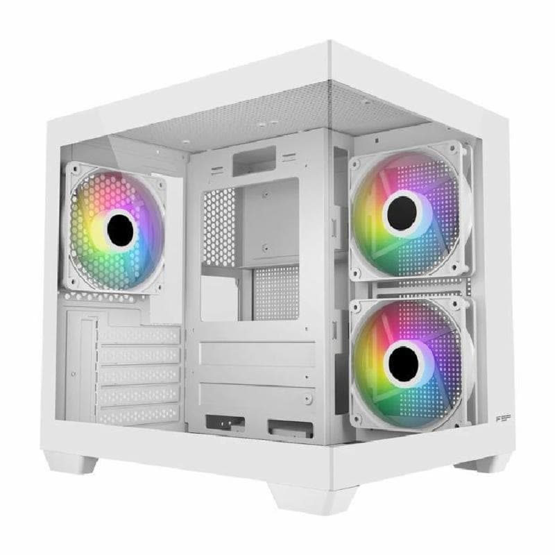 FSP S140-WA Lite (White) Panoramic -mATX Gaming Case -Front & Left Side-Tempered Glass Free 3 fan Beta F12 ARGB