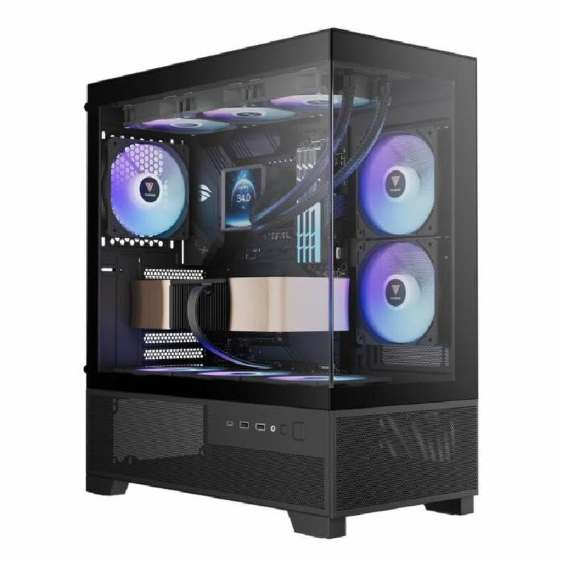 GAMDIAS AURA GC12 ARGB Panoramic Tempered Glass Mid Tower ATX PC Case 6 Built-in 120mm ARGB Fans