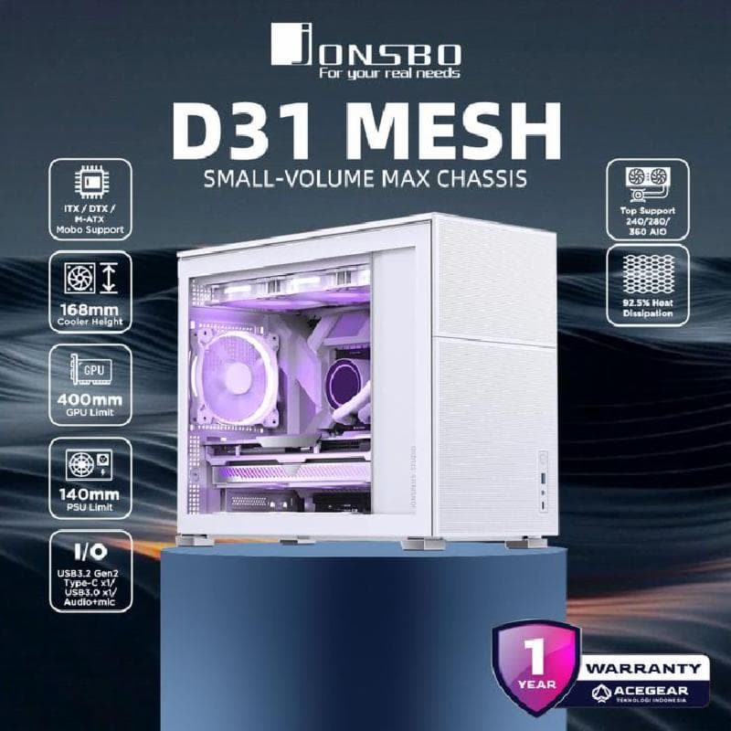 JONSBO D31 MESH (White) M-ATX PC Case