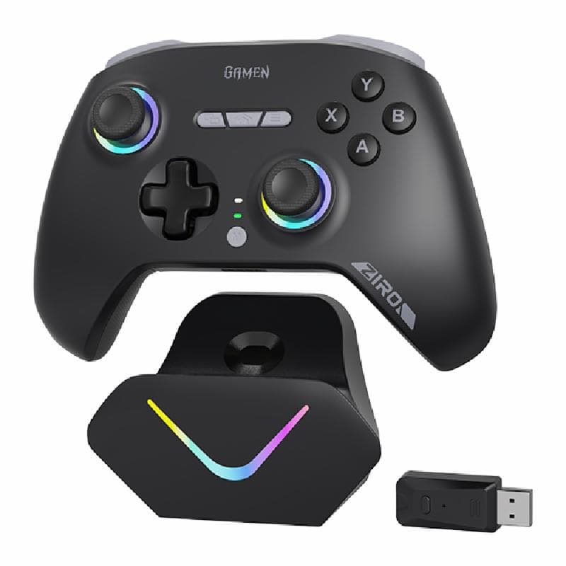 GAMEN ZIRO (Black) Wireless Gamepad Hall Effect Controller Triple Connection RGB