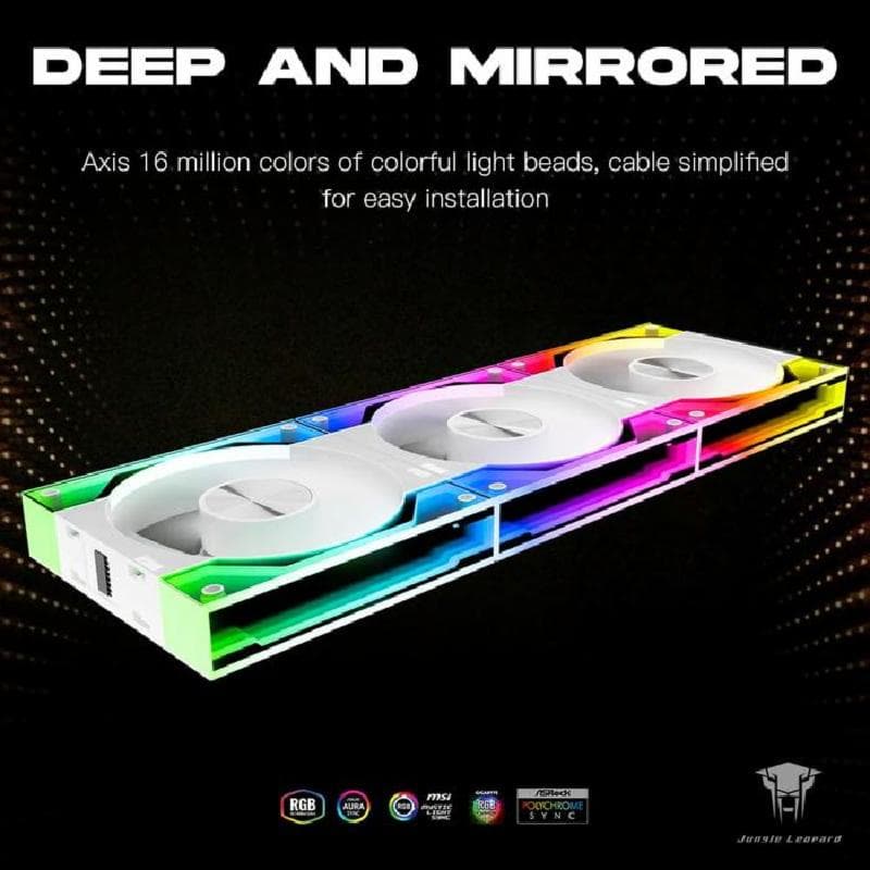 JUNGLE LEOPARD INTERSTELLAR V3 ARGB (WHITE) FORWARD REVERSE 120mm PWM BLOCK Fan TRIPLE PACK