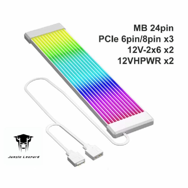 JUNGLE LEOPARD Neon Line LED ARGB (WHITE) Motherboard 24Pin / 3x PCIe 8pin / 2x 12VHPWR