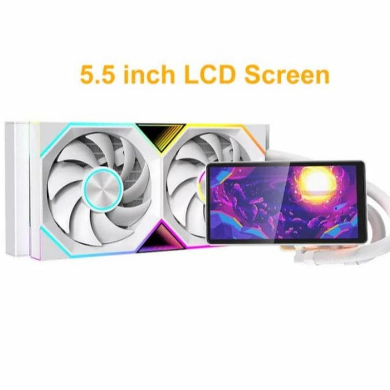 JUNGLE LEOPARD Pro Flow 240 ARGB (WHITE) w/ 5.5" HD LCD Display CPU AIO Water Cooling