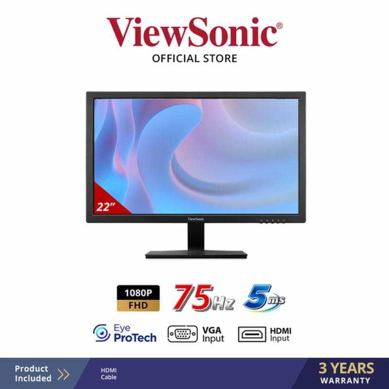 VIEWSONIC VA22E1-H 22" TN FHD 75Hz HDMI VGA
