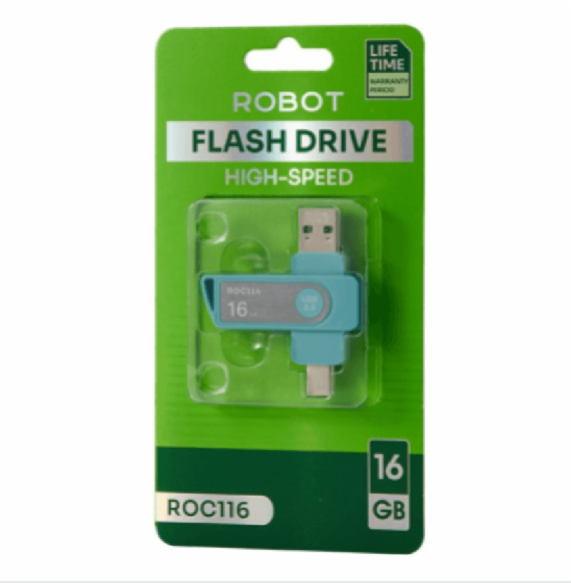 ROBOT ROC116 16GB (Light Blue) USB 2.0 FLASHDISK Dual Drive Go USB Type-C