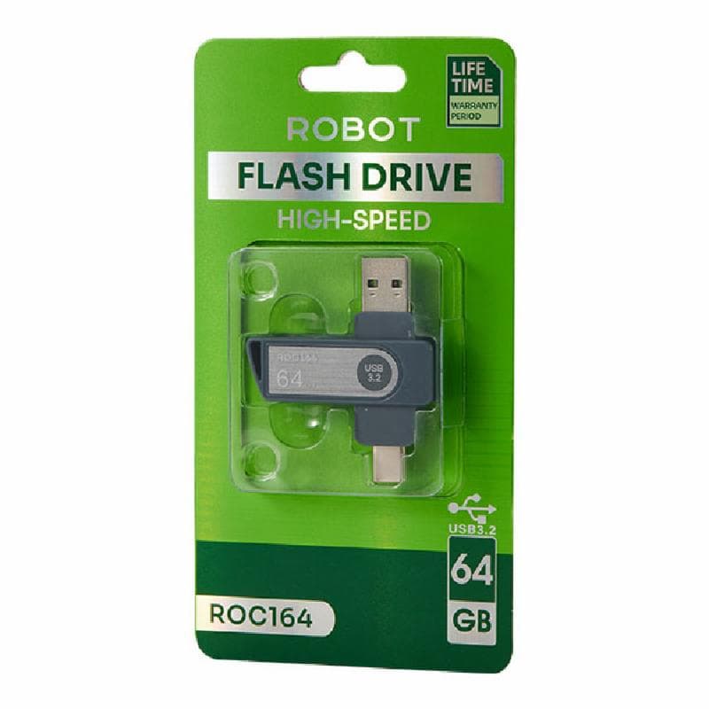 ROBOT ROC164 64GB (Gray) USB 3.2 FLASHDISK Dual Drive Go USB Type-C