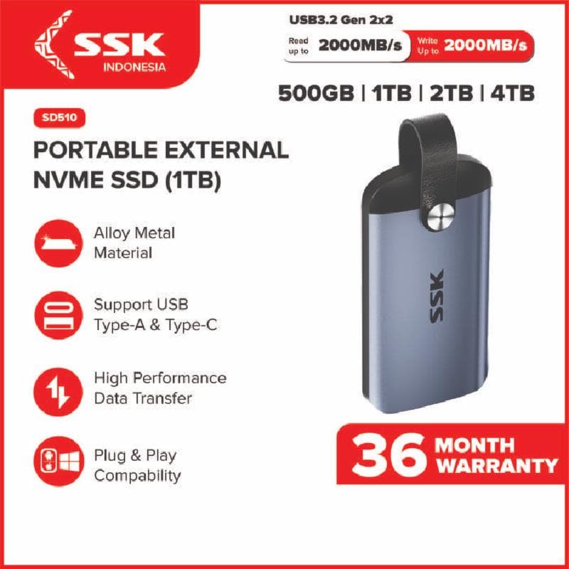 SSK SD510 1TB SSD External Portable NVME