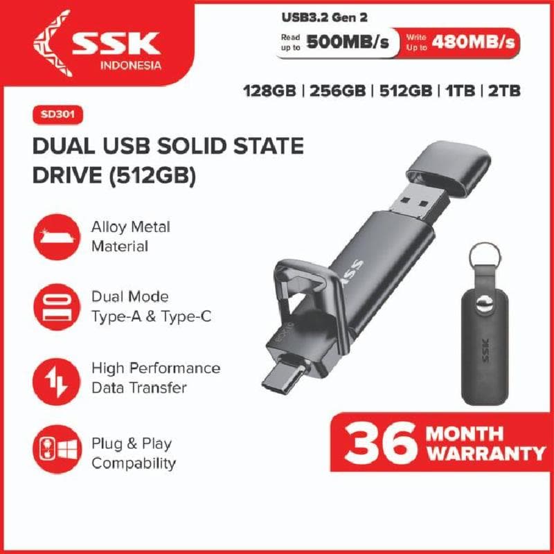 SSK SD301 512GB 550MB/s External Portable SSD