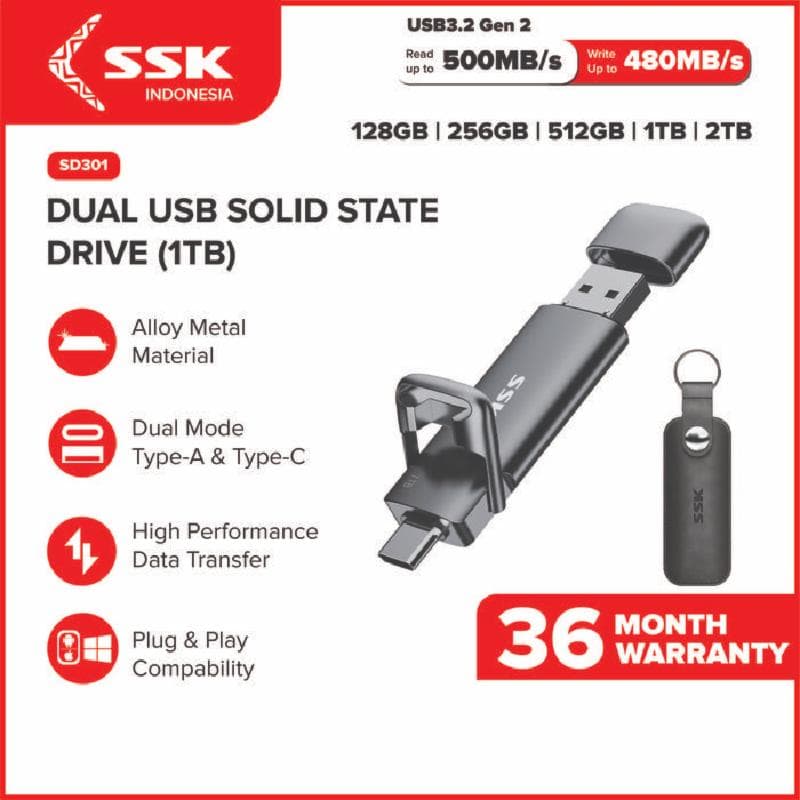 SSK SD301 1TB 550MB/s External Portable SSD