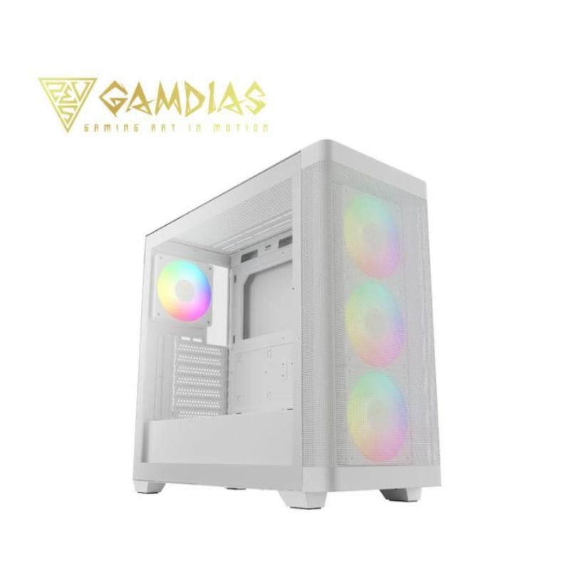 GAMDIAS ATHENA M3 (White) Mid Tower E-ATX PC Case 4 Built-in 120mm ARGB PWM Fans