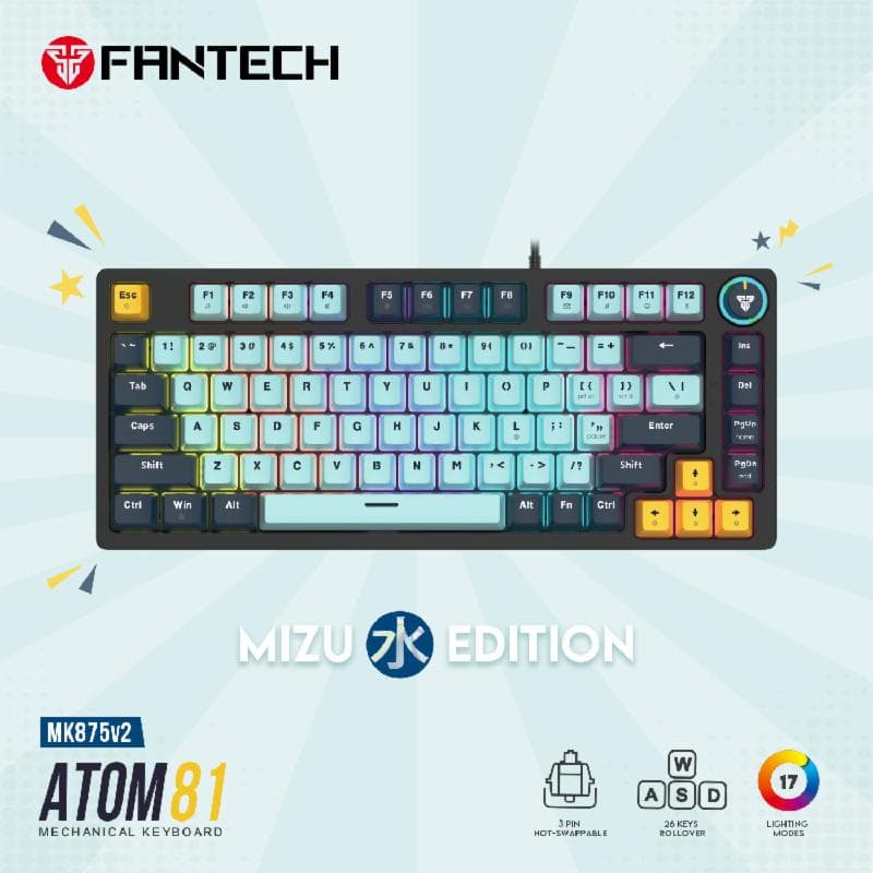 FANTECH ATOM81 MK875v2 MIZU EDITION (BLUE NAVY) ROSIE SWITCH MECHANICAL 75% GAMING KEYBOARD