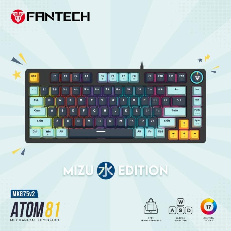 FANTECH ATOM81 MK875v2 MIZU EDITION (NAVY BLUE) ROSIE SWITCH MECHANICAL 75% GAMING KEYBOARD