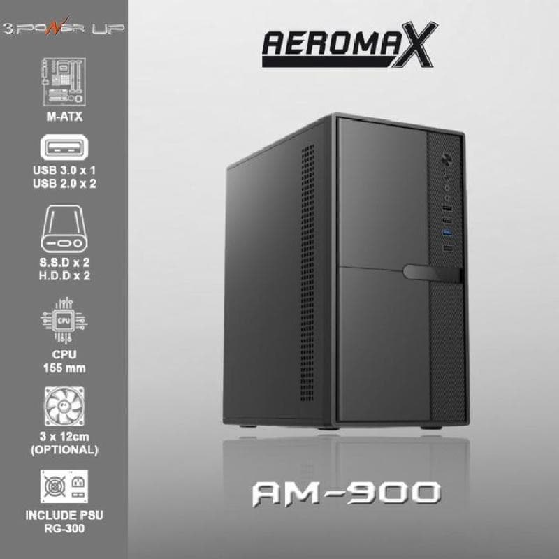 POWER UP AEROMAX AM-900 m-ATX Case include PSU RG-300