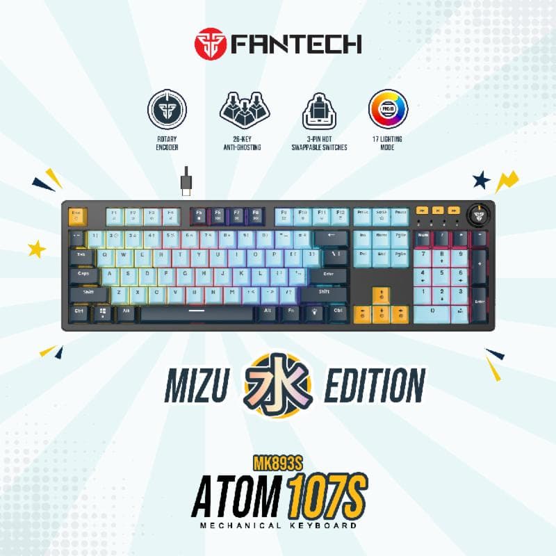 FANTECH ATOM 107S MK893S (BLUE NAVY) TARO SWITCH GAMING MECHANICAL KEYBOARD