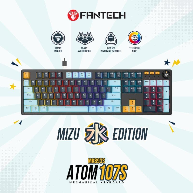 FANTECH ATOM 107S MK893S (NAVY BLUE) TARO SWITCH GAMING MECHANICAL KEYBOARD